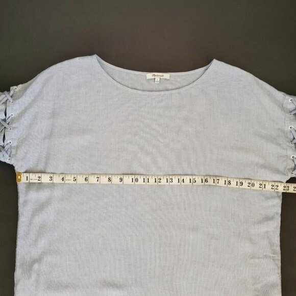 Madewell Stripe Lace-Up Cut-Out Short Sleeve Relaxed Fit Sailor T-Shirt Dress - Picture 11 of 12